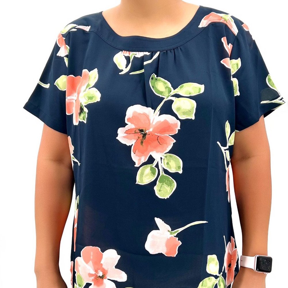 Women's Floral Knit Back Short Sleeve Top by VAN HEUSEN